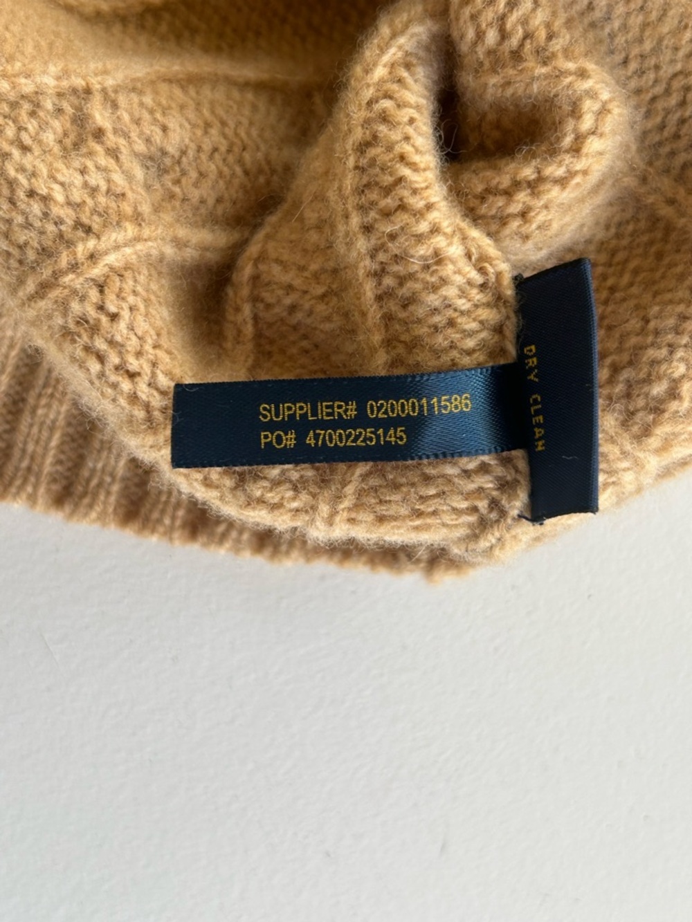 Polo Ralph Lauren Cable Knit Sweater Merino Wool Cashmere Tan Women Medium - Picture 15 of 16